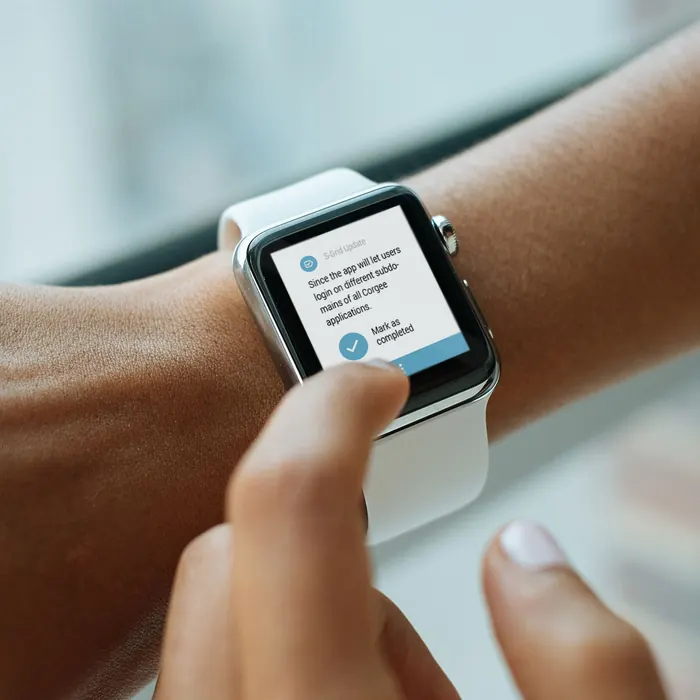 Corgee Wear task notification on a smartwatch